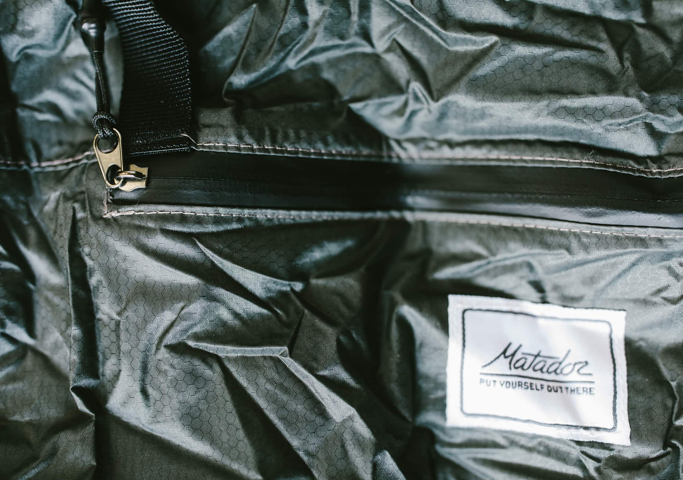 Matador Transit Tote Bag Water Resistant Zipper Close Up