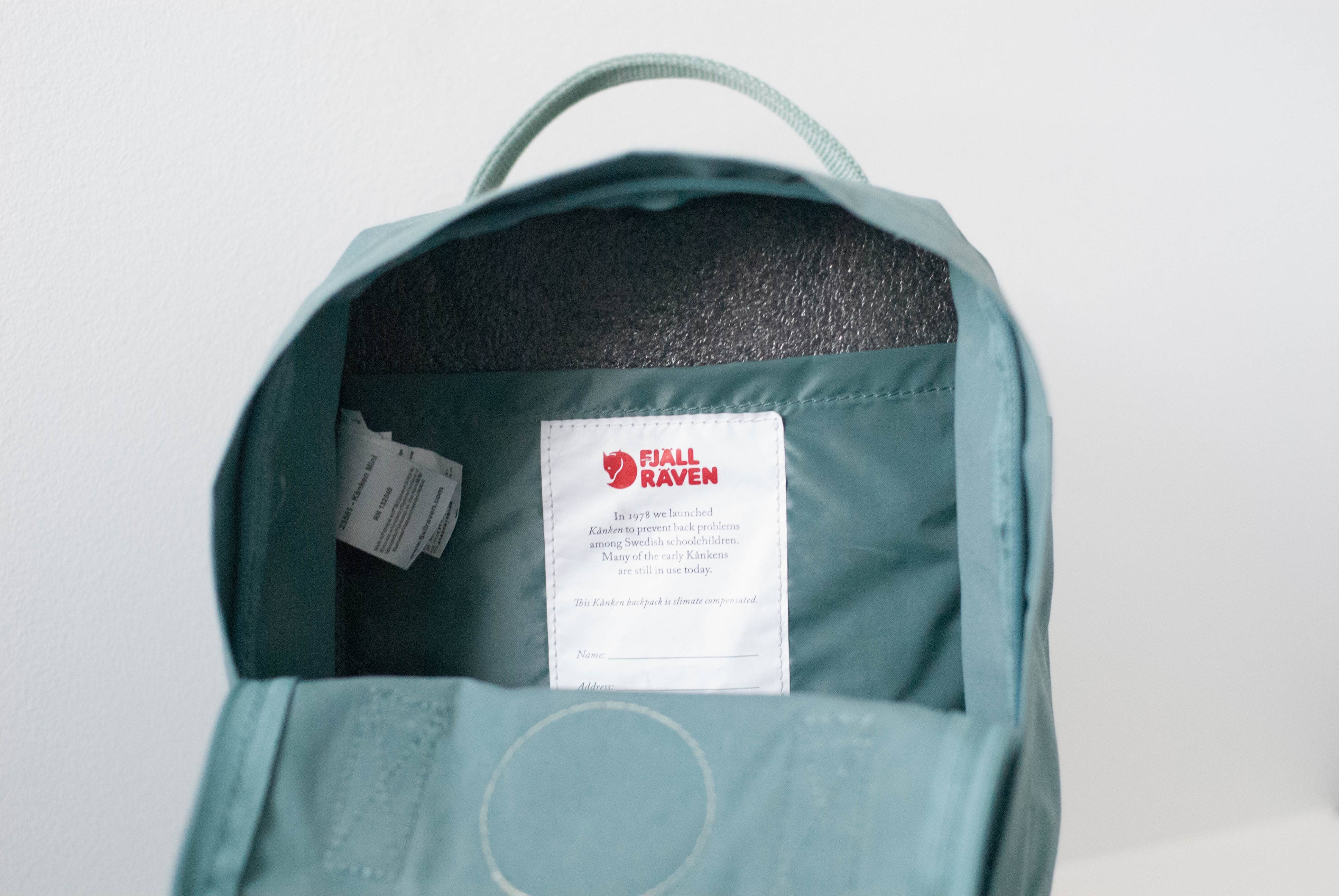 inside of kanken backpack