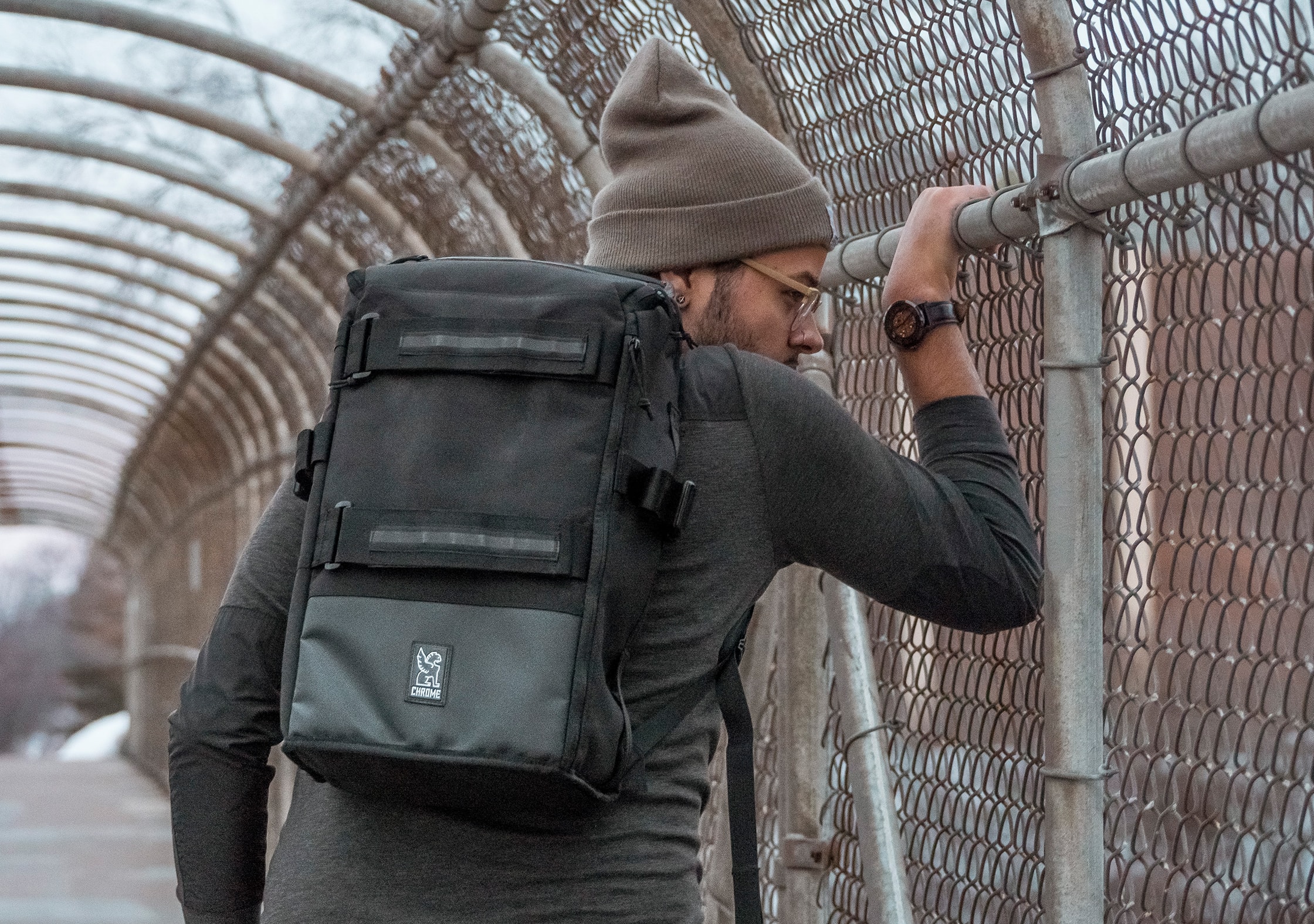 chrome camera backpack