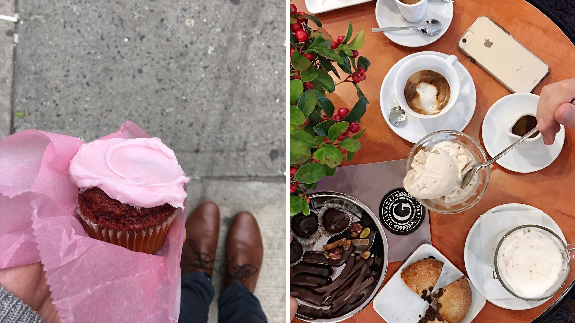 Left: Vegan Cupcake & Shoes in Berlin, Germany | Right: Vegan Dessert in Rivolta d'Adda, Italy