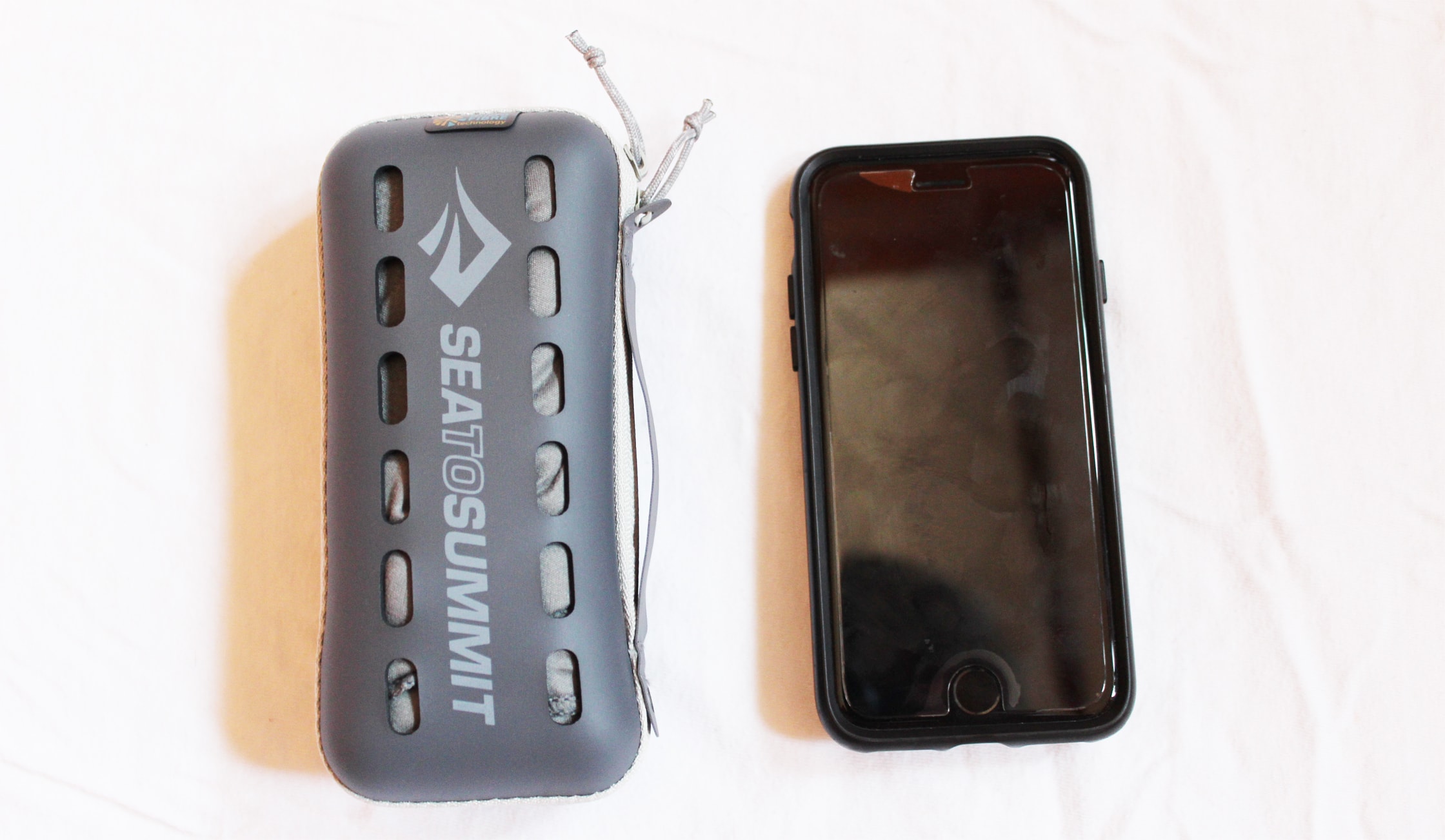 Sea to Summit Pocket Towel Size Compared to iPhone 6