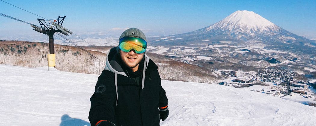 Daniel Sammut at the Grand Hirafu Ski Resort in Niseko, Japan