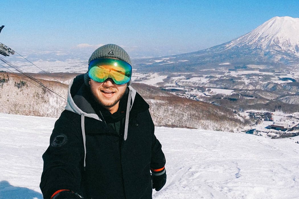 Daniel Sammut at the Grand Hirafu Ski Resort in Niseko, Japan