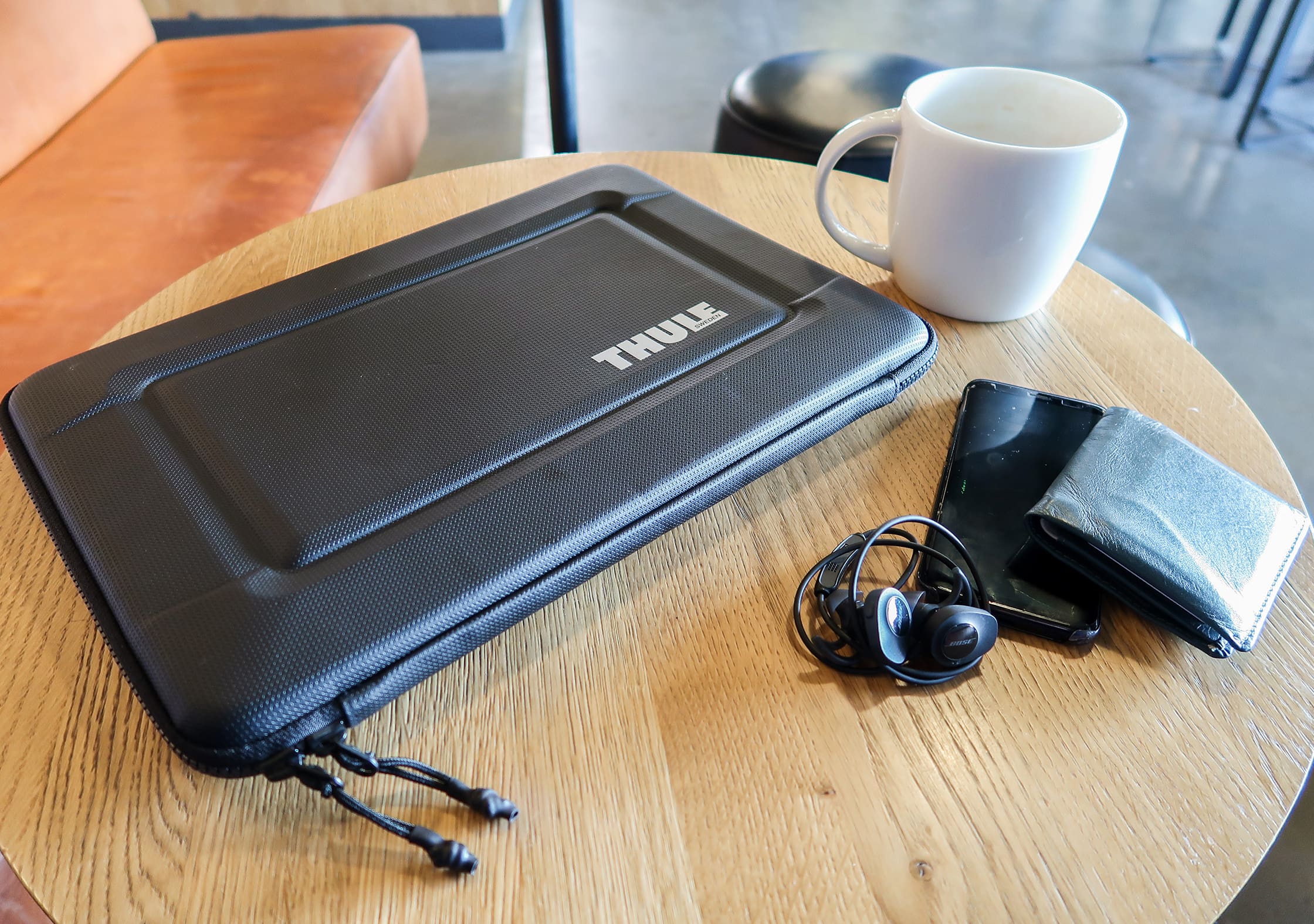 Thule Gauntlet 3.0 Laptop Sleeve At A Coffee House In The UK