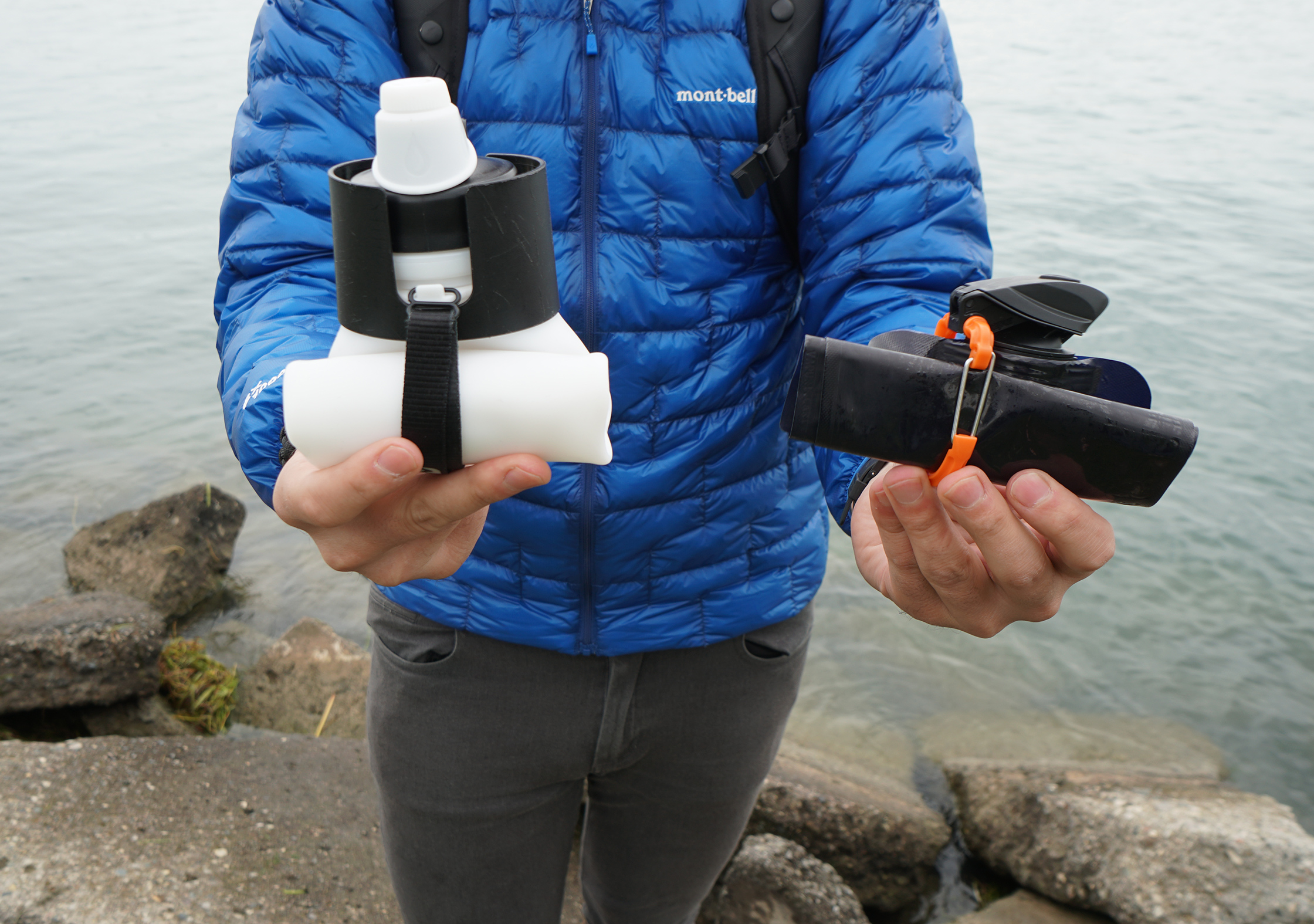 Vapur Eclipse Water Bottle (Right) Compared to the Nomader Collapsible Water Bottle (Left)