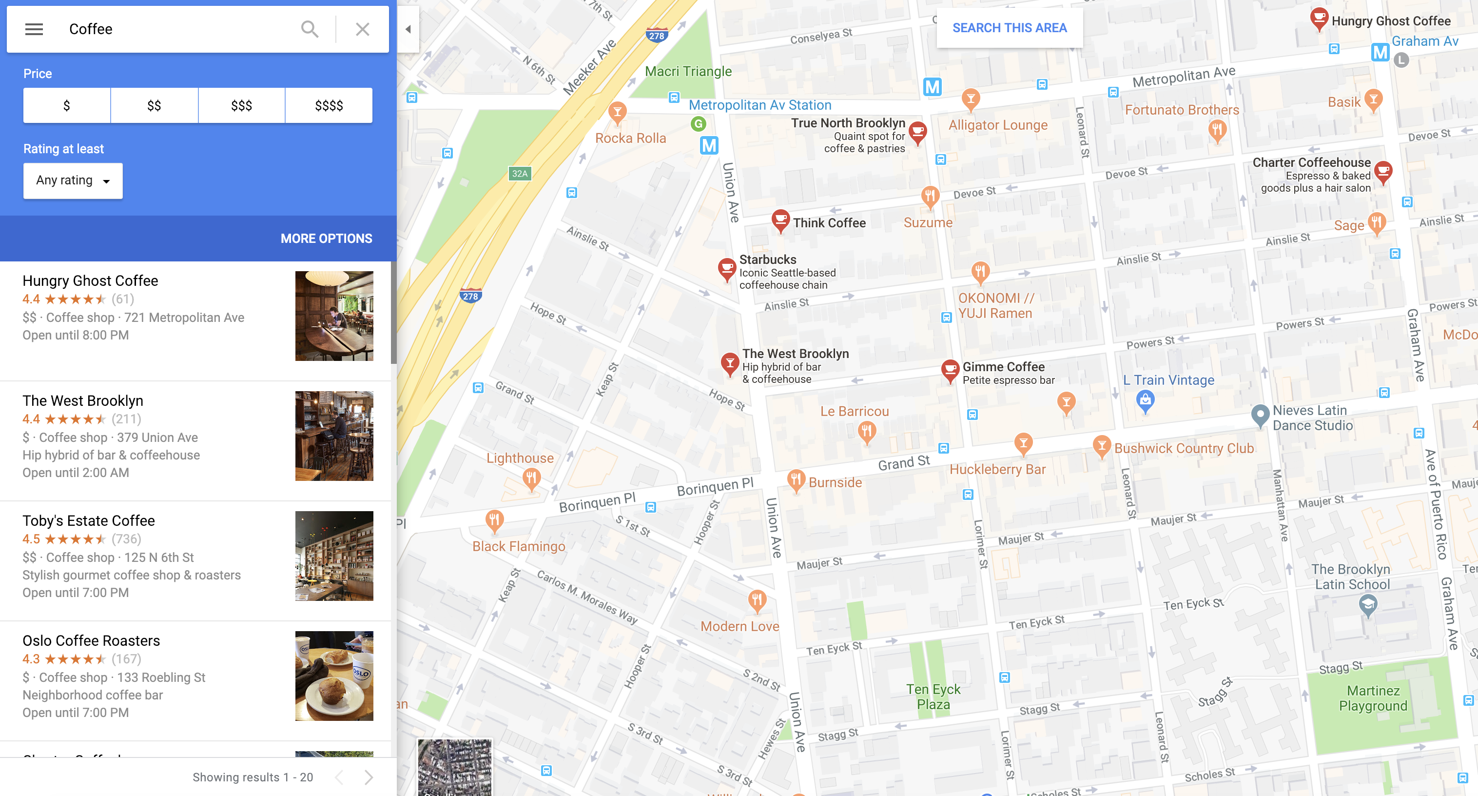 Finding A Local Coffee Shop Utilizing Google Maps