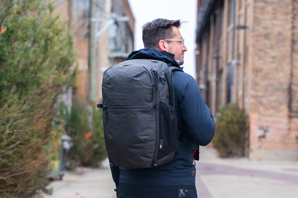 Digital Nomad Packing List man wearing Aer Travel Pack 4