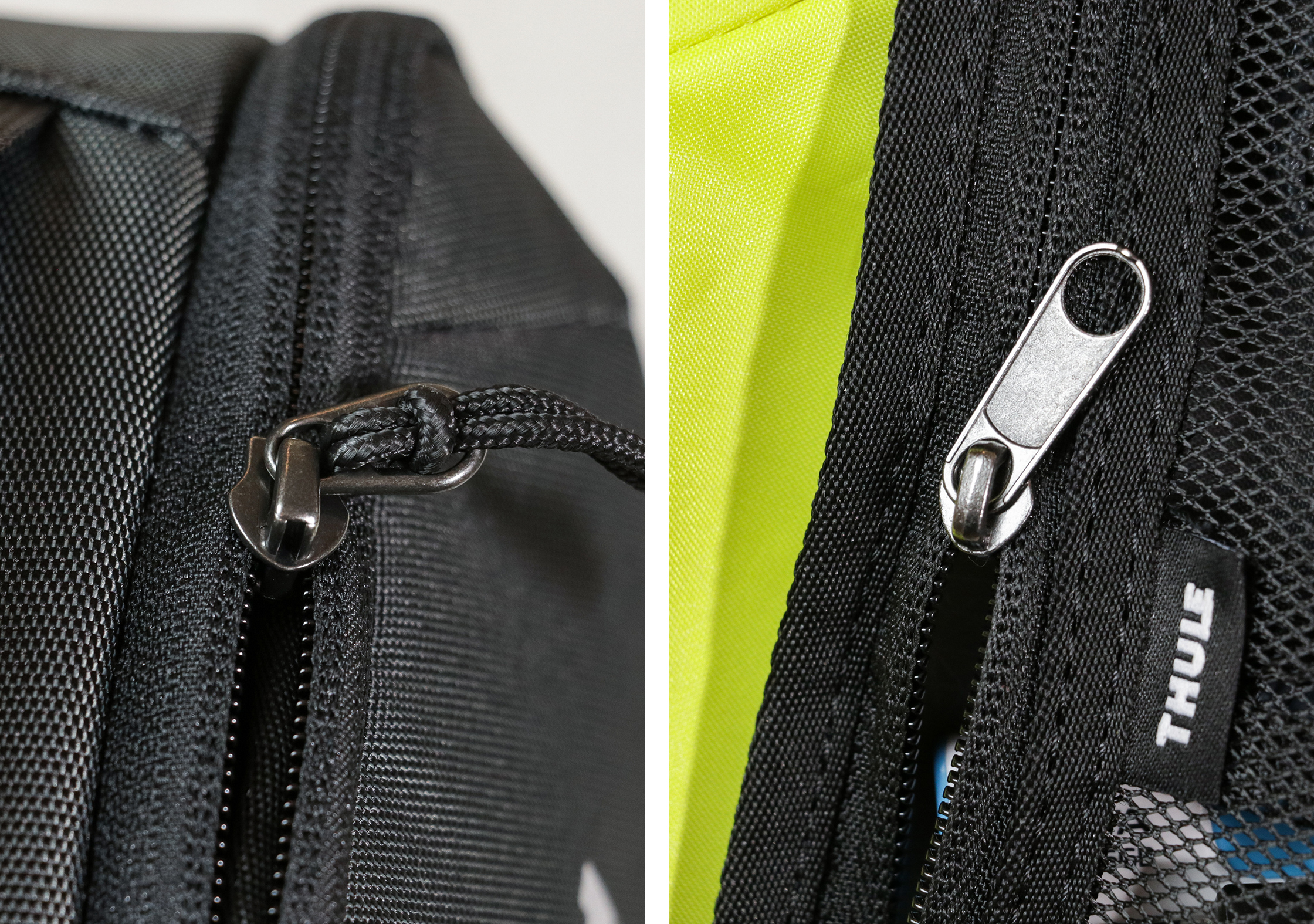 Thule Subterra Powershuttle Plus YKK Zipper (Left) & Interior Zipper (Right)