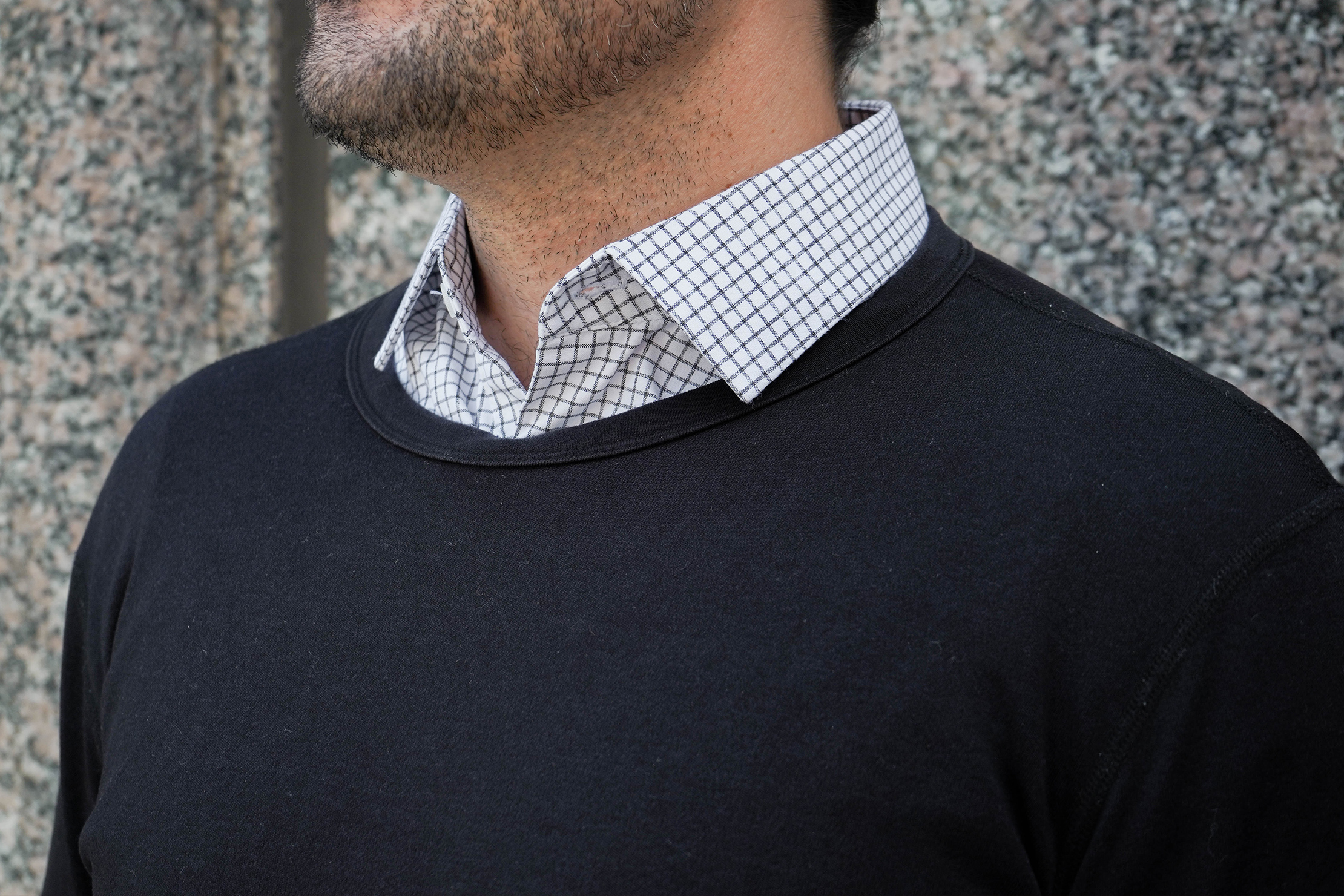 Wool & Prince Heavy Crew Neck Over Dress Shirt