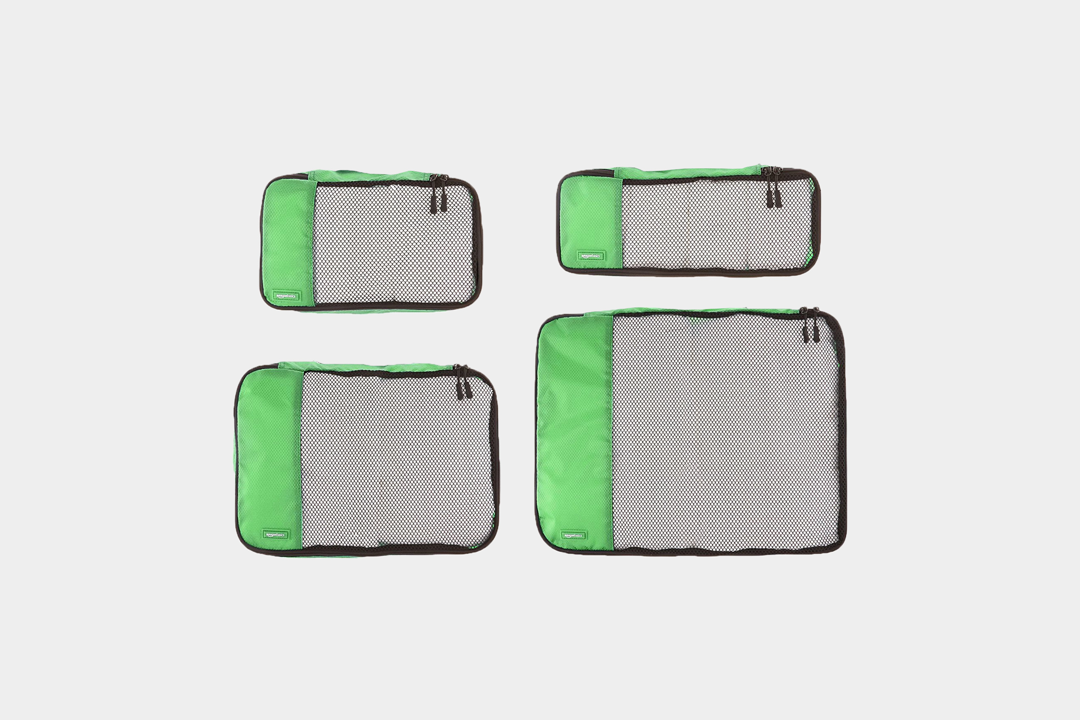 Basics 4 Piece Packing Travel Organizer Cubes Set - Medium, Green