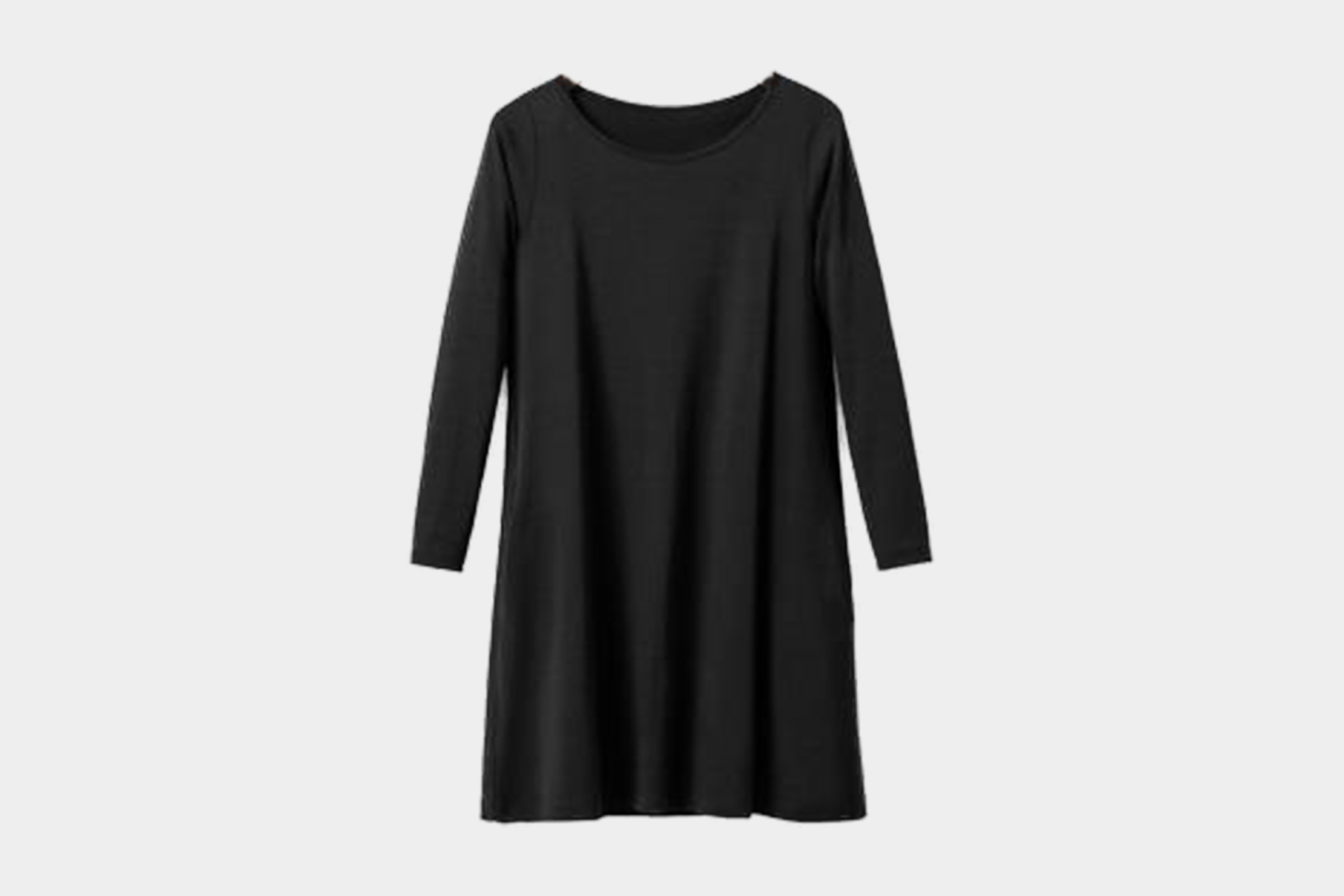 Rowena Merino Wool Swing Dress - Black - wool