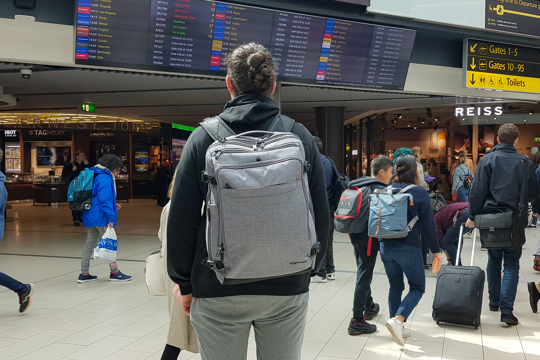 AmazonBasics Slim Travel Backpack Weekender At Gatwick Airport, London