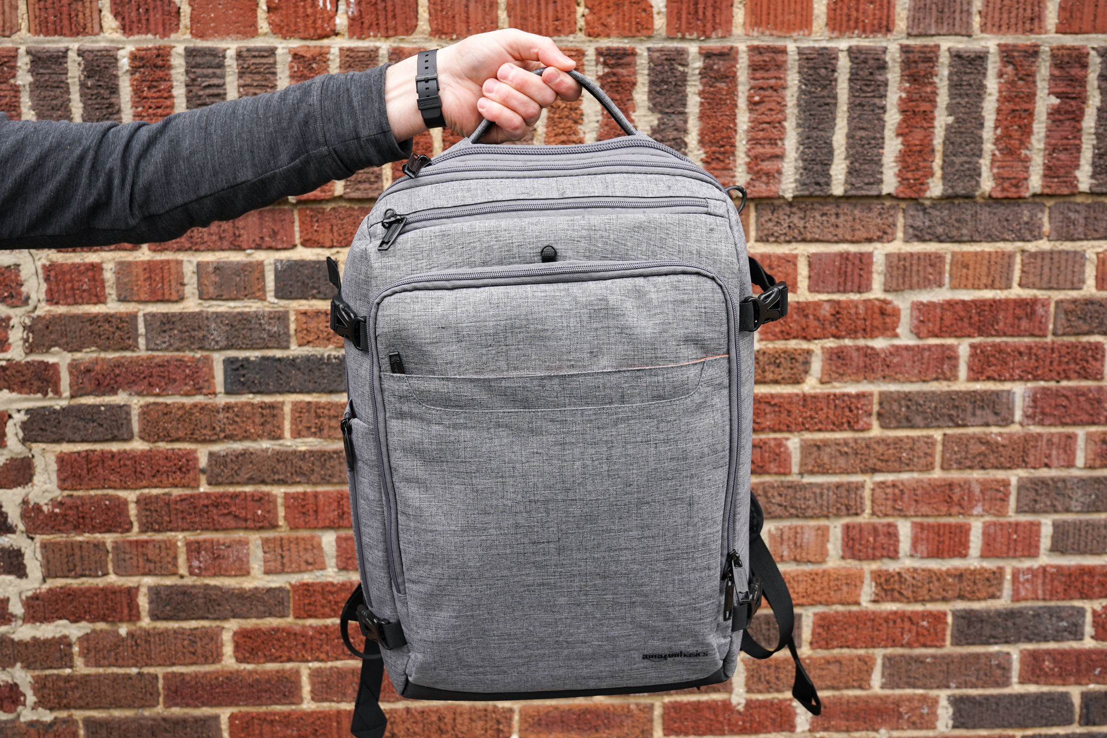 AmazonBasics Slim Travel Backpack Weekender Quick Grab Handle