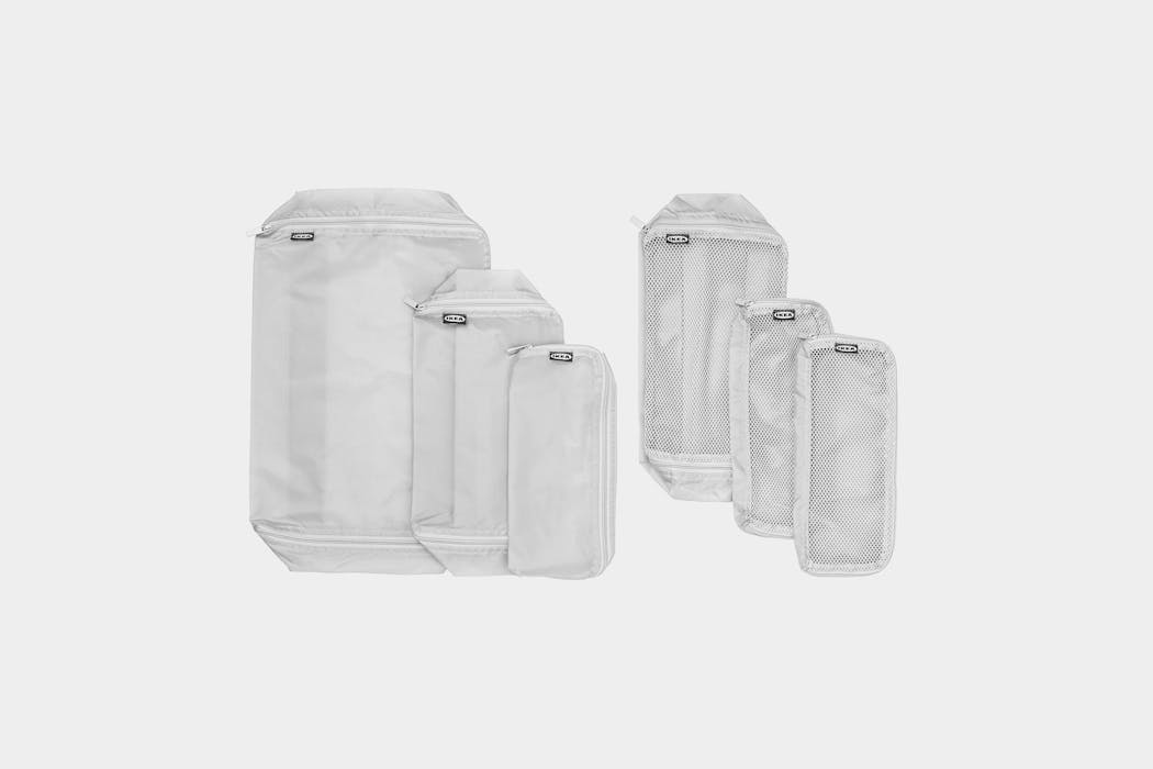 RENSARE Clothes bag, set of 3, check pattern, gray black - IKEA