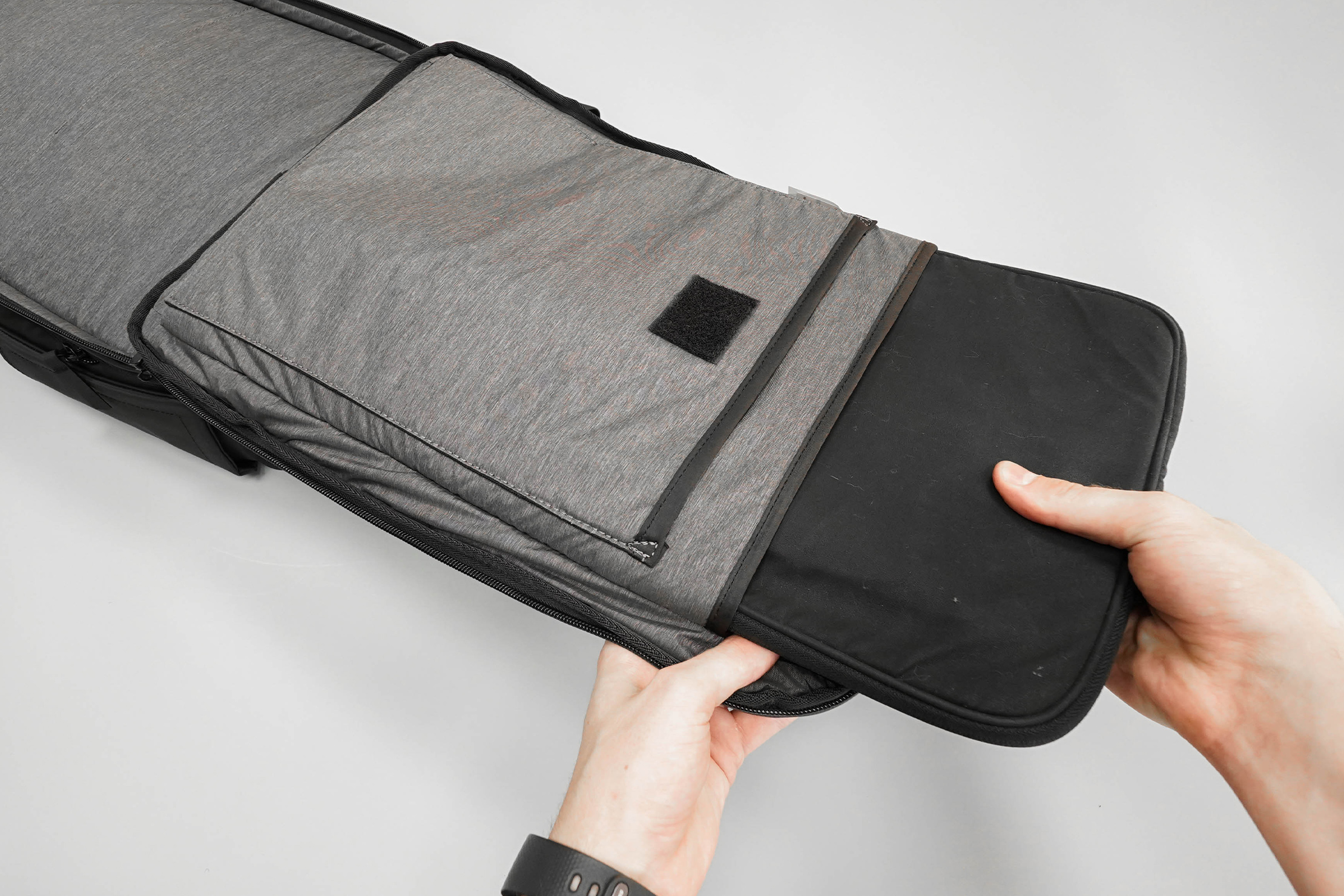 NOMATIC Travel Pack Laptop Sleeve In Use