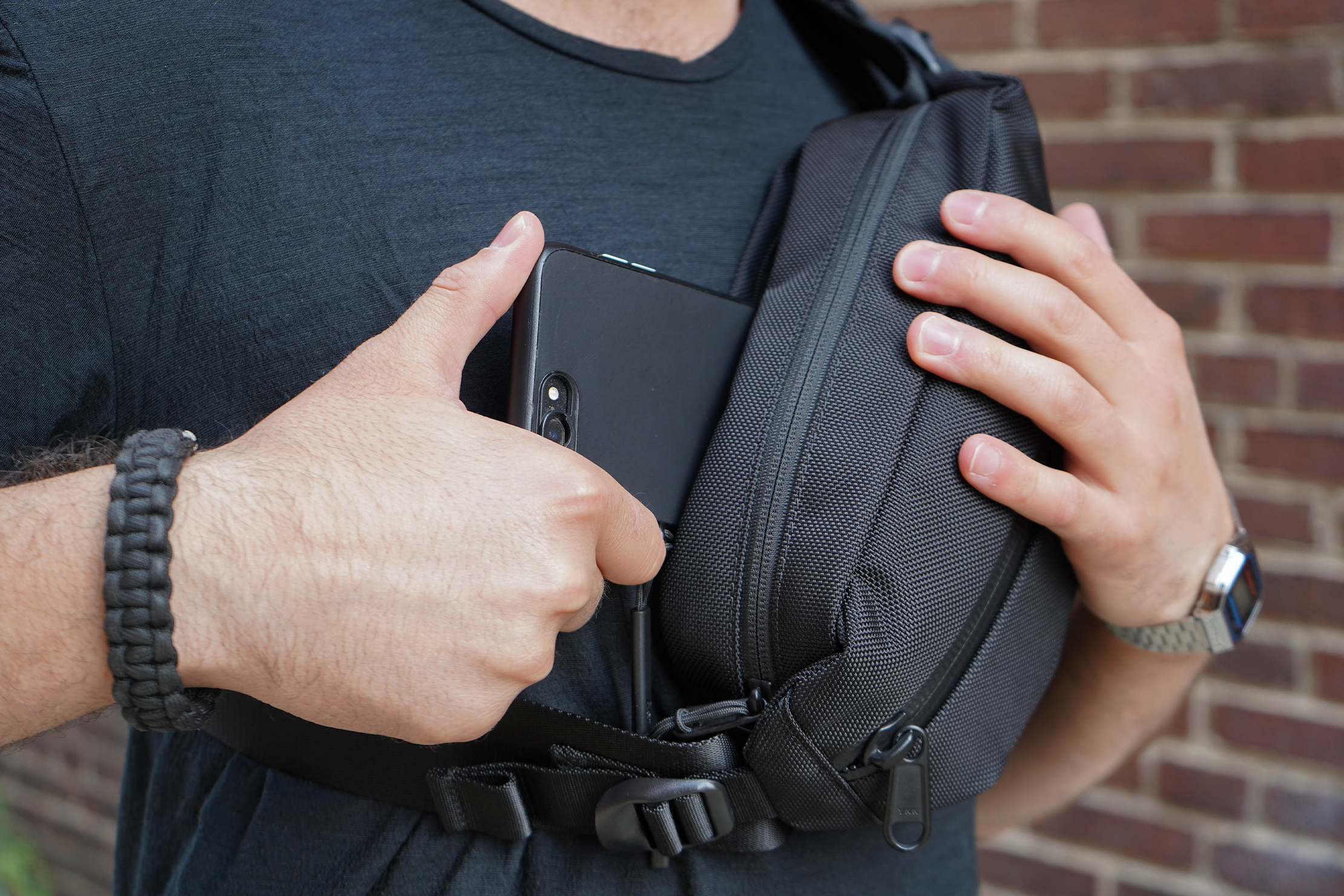 Aer City Sling Back Pocket In Use