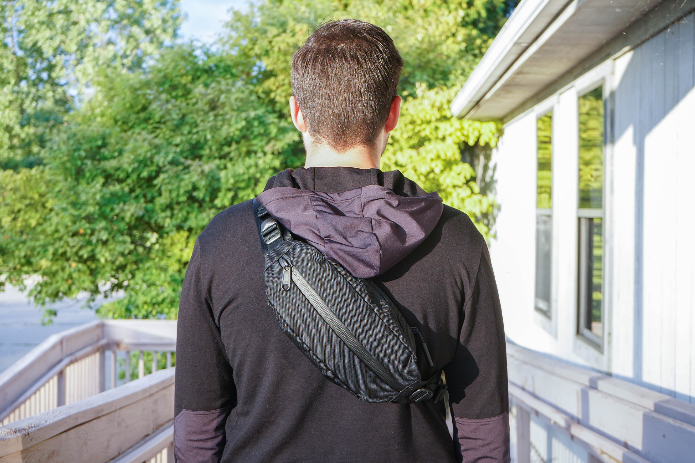 Aer City Sling Worn Across The Back