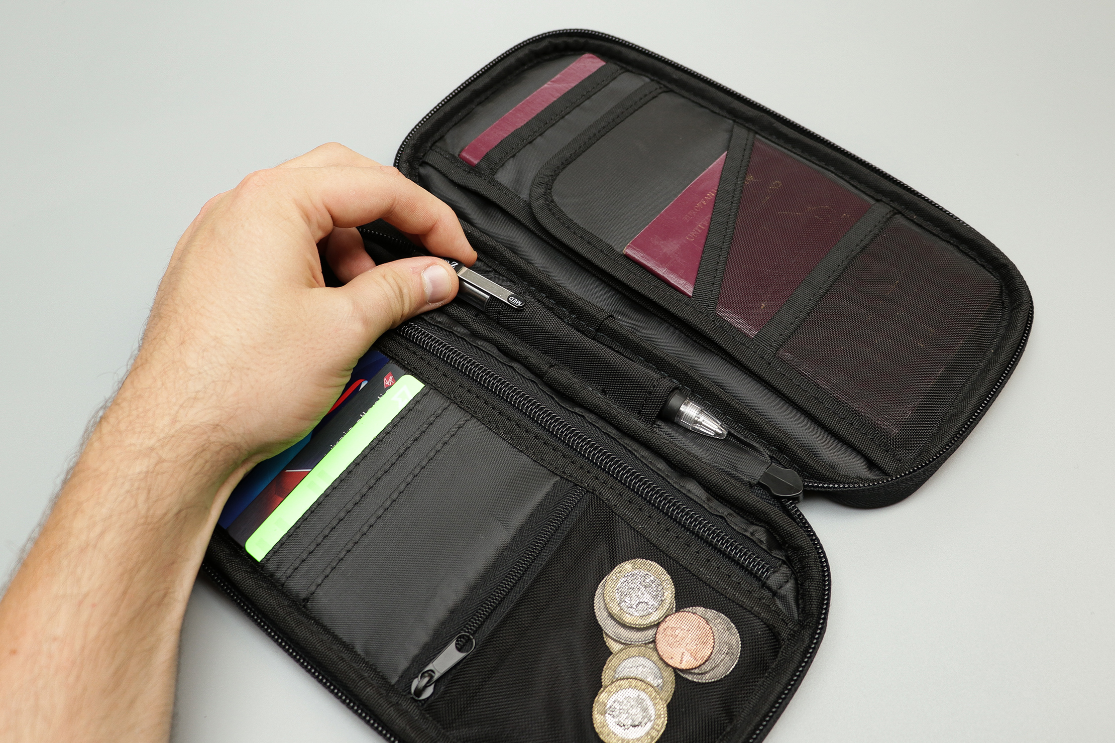 AmazonBasics RFID Travel Passport Wallet Pen Holder