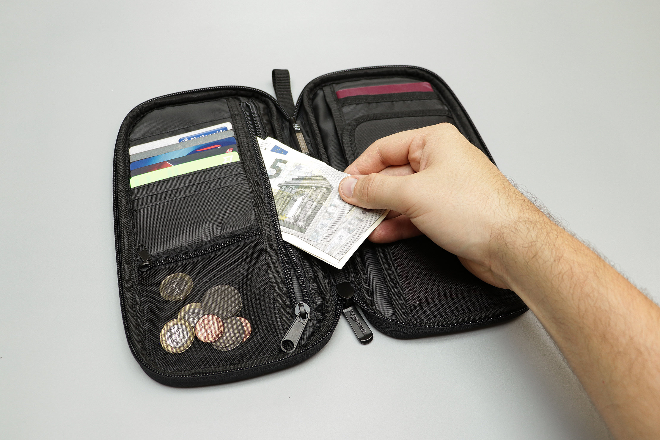 AmazonBasics RFID Travel Passport Wallet Zippered Pocket