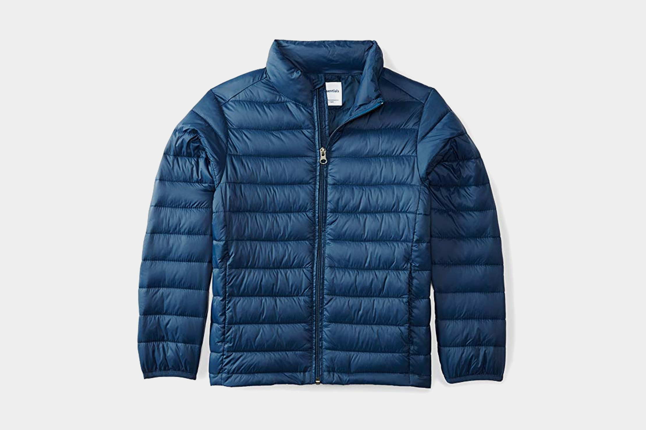 Essentials Big Boys Water-Resistant Packable Hooded Puffer Jacket Outerwear Navy Medium