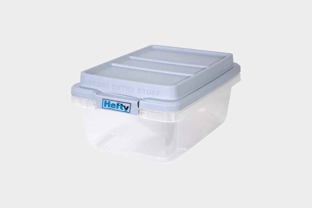 Hefty 18 qt. Clear Storage Bin with Blue Hi-Rise Lid