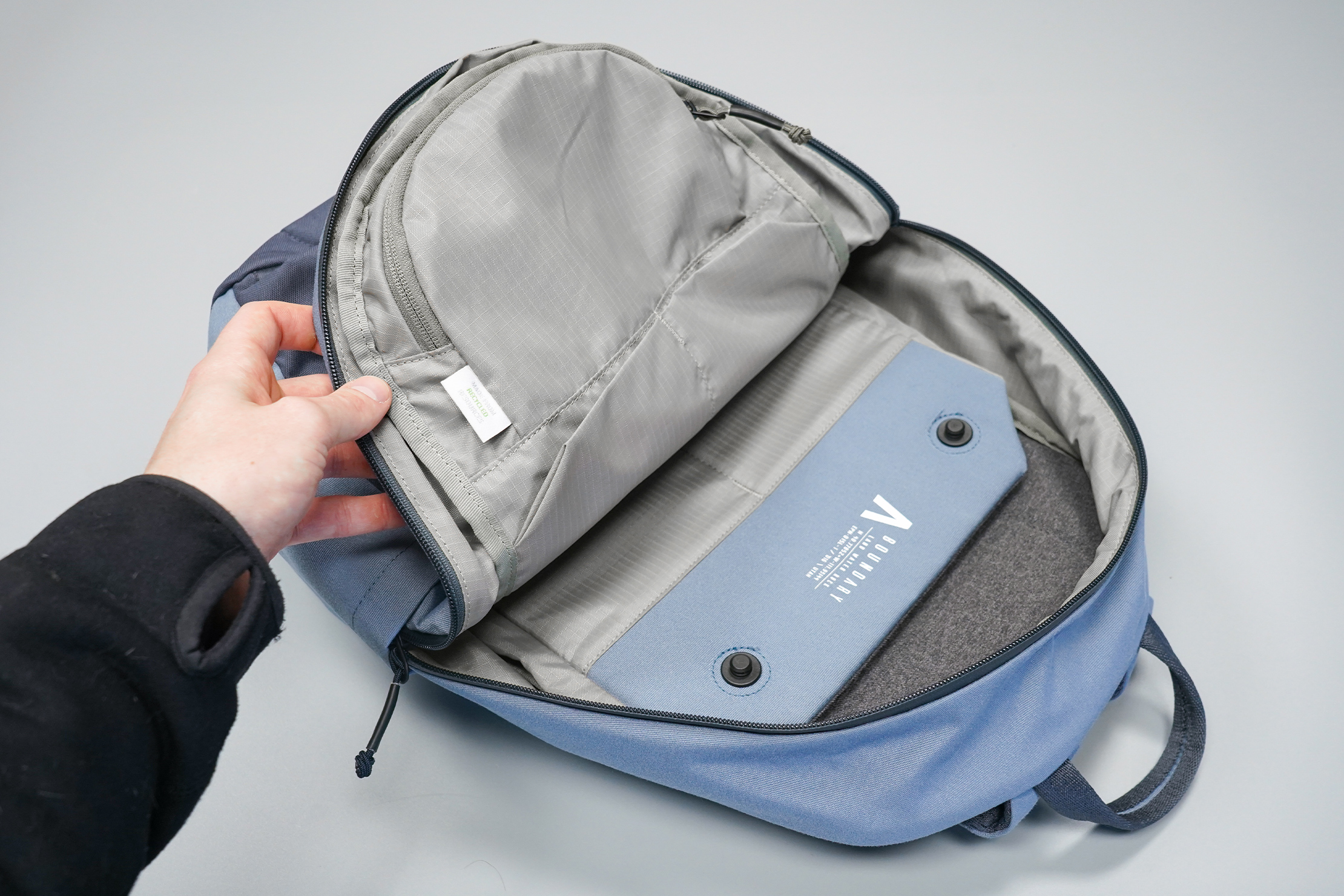 Boundary Supply Rennen Recycled Daypack | Interior fabric & space