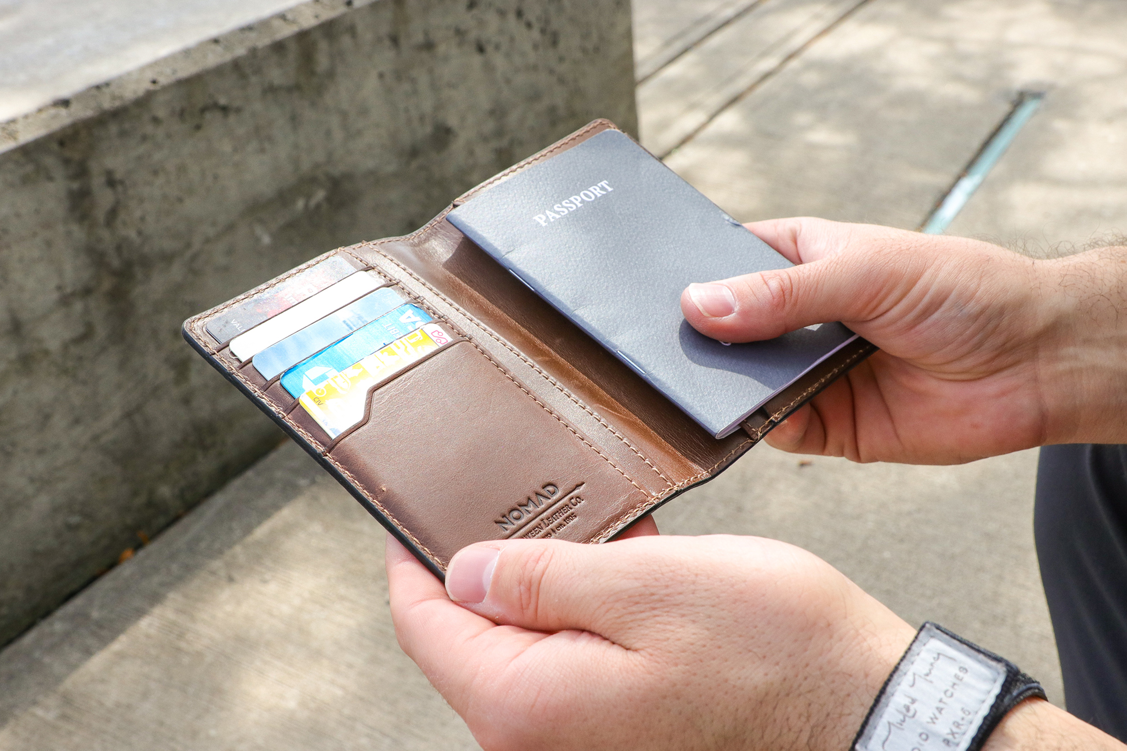 Nomad Goods Traditional Passport Wallet Usage 3
