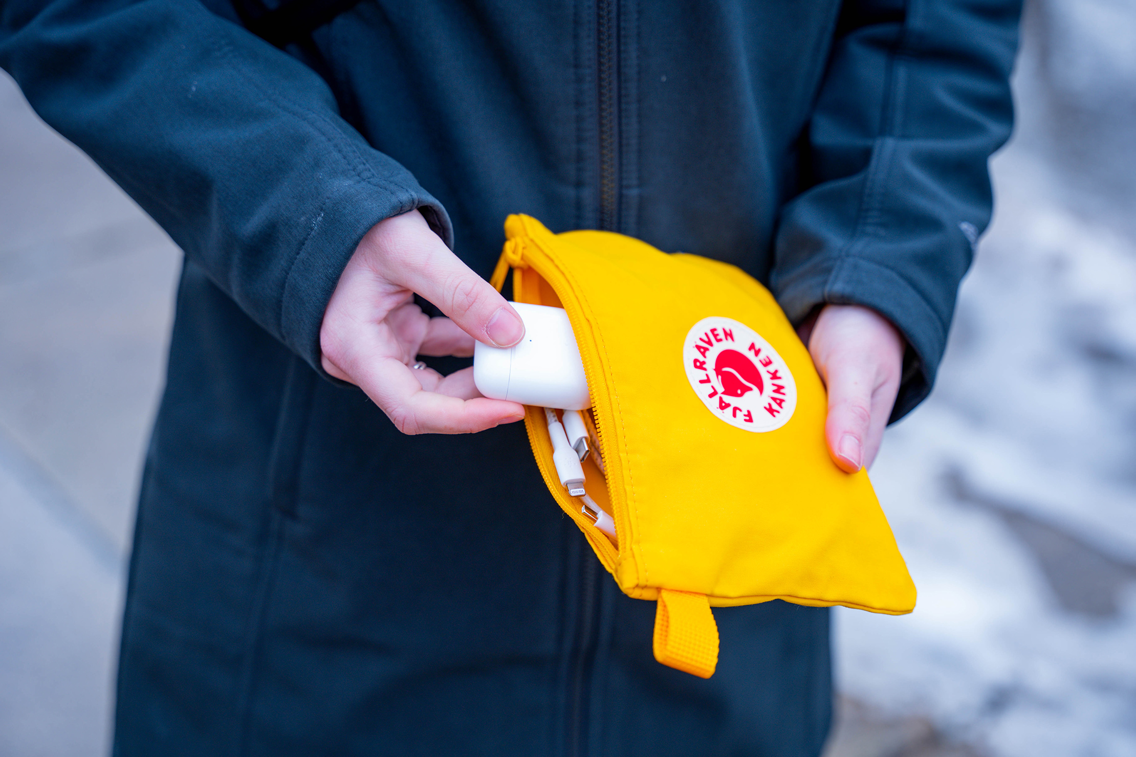 Fjallraven Kanken Gear Pocket In Use