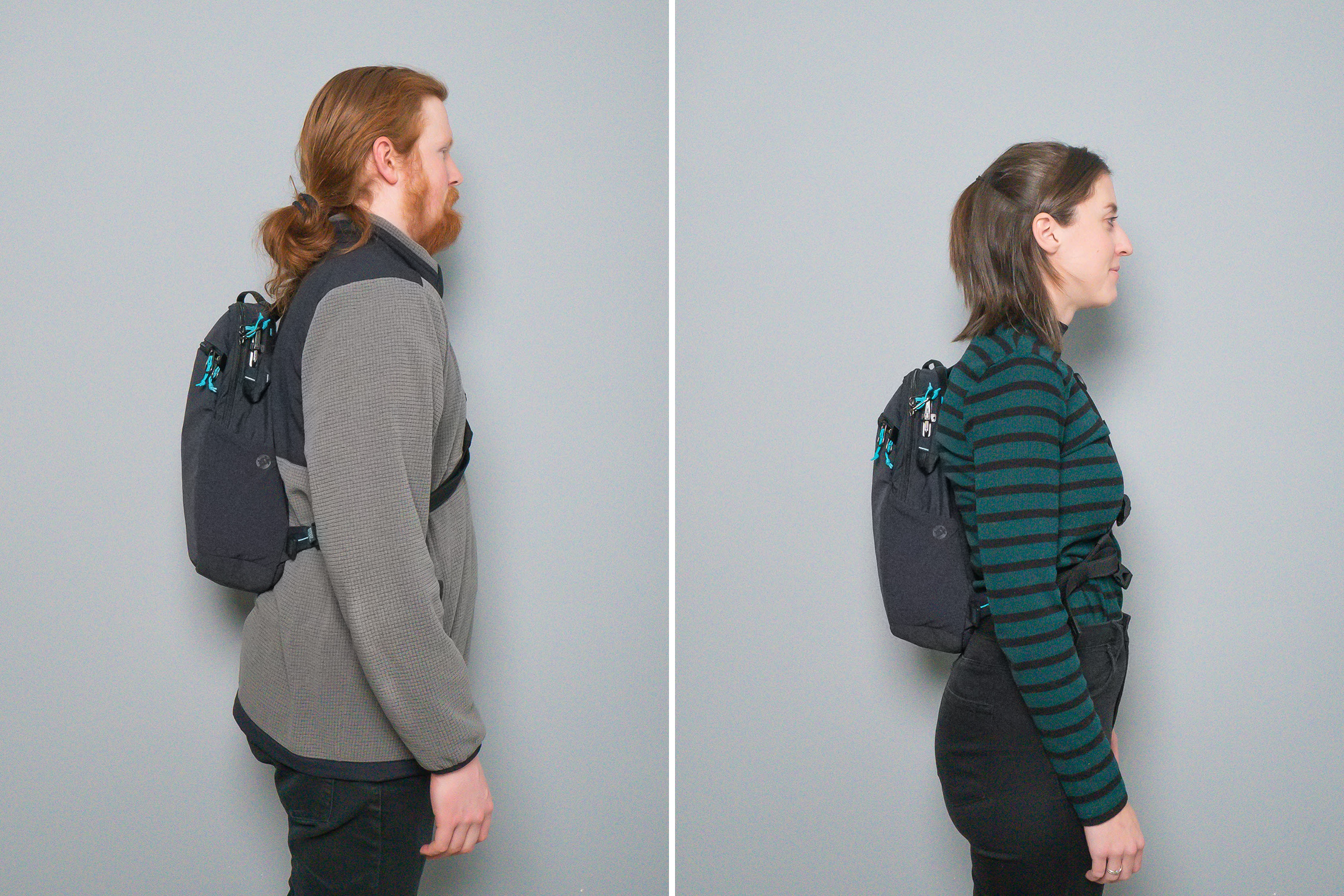 Pacsafe Eco 12L Anti Theft Sling Backpack Side By Side