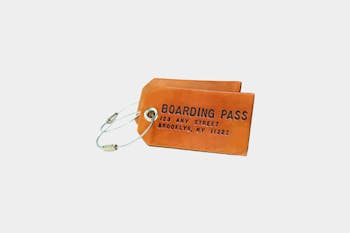 Boarding Pass NYC A Pair of Custom Brown Leather Luggage Tags