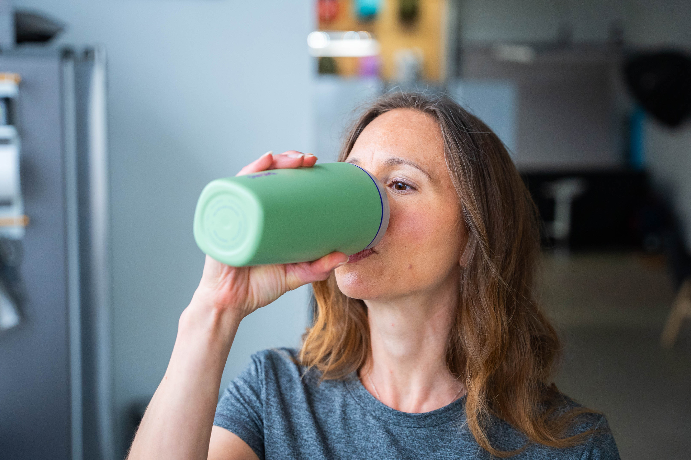 Owala SmoothSip Coffee Tumbler in Use 2