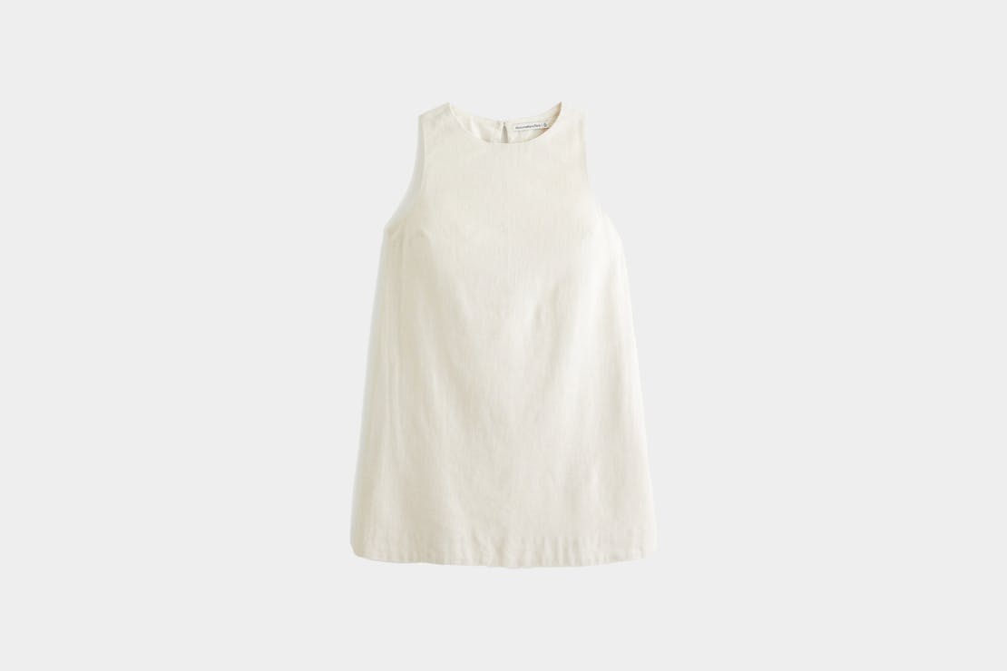 Abercrombie & Fitch High-Neck Linen-Blend Mini Dress