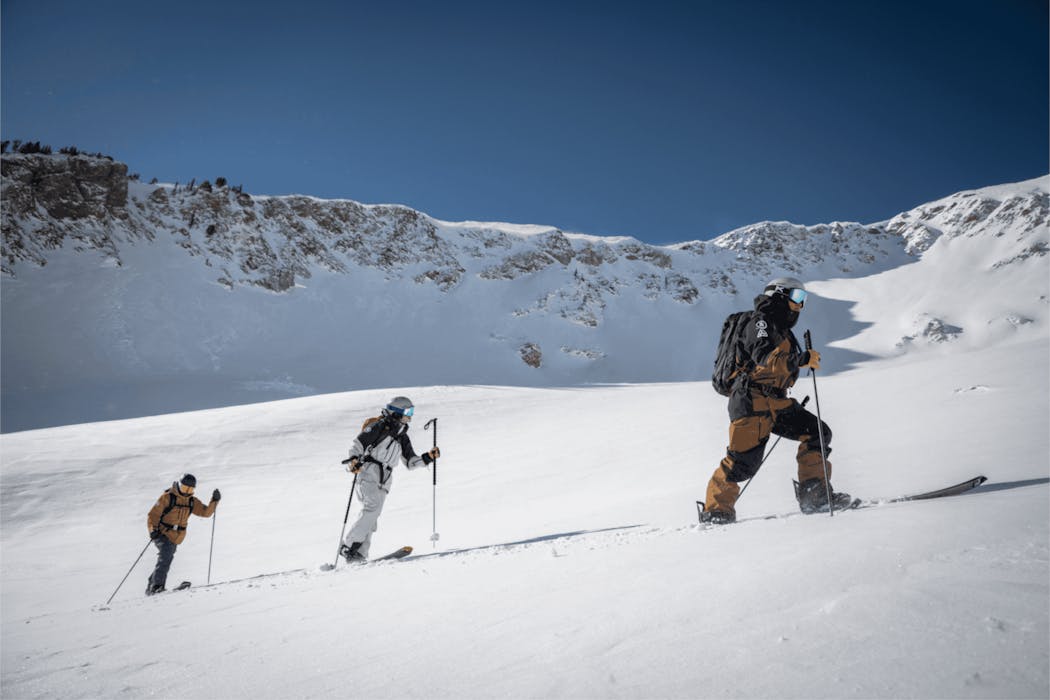 Ski touring with gear from Backcountry