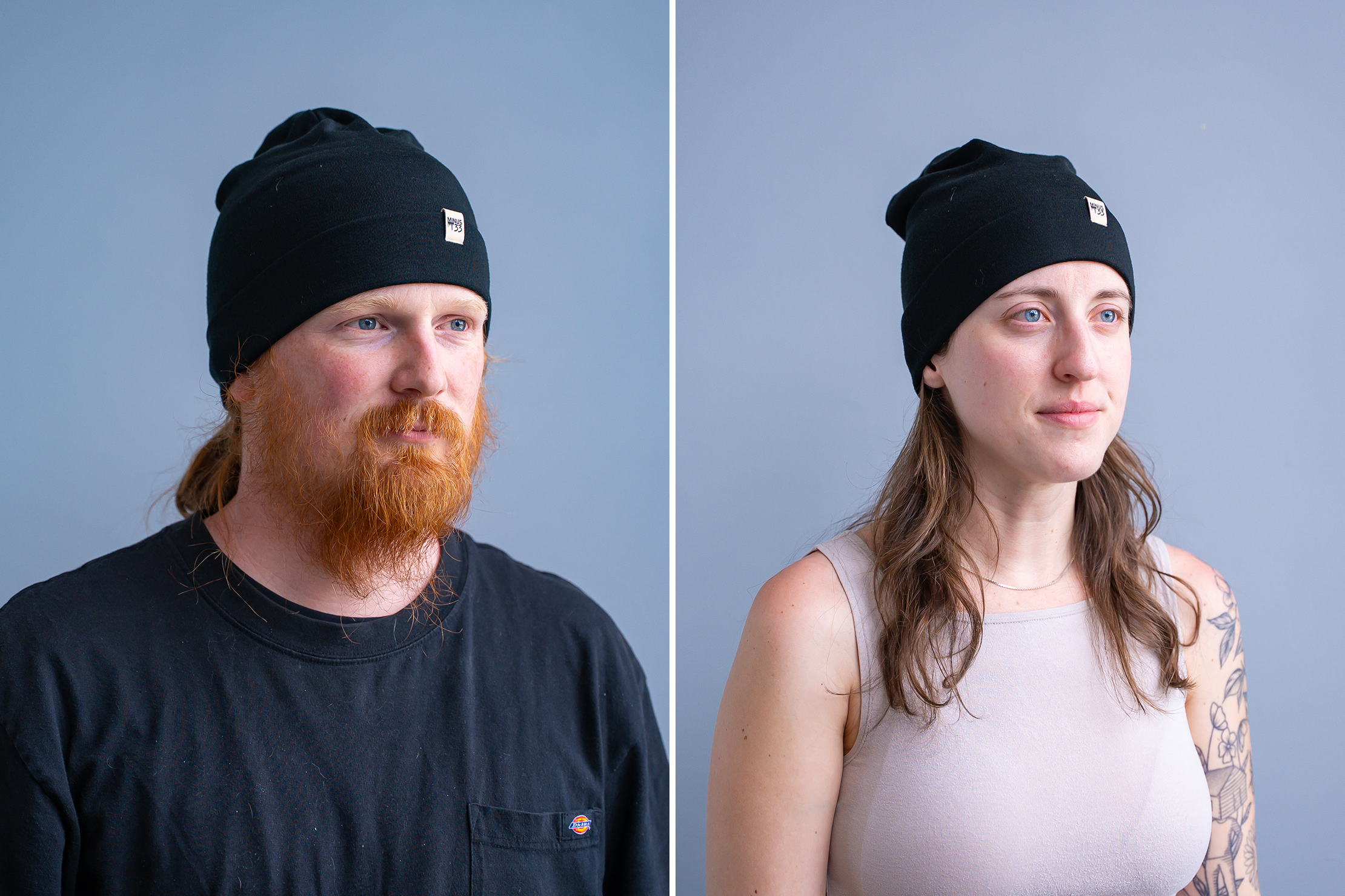 Minus33 Merino Wool Ridge Cuff Beanie on a masculine and feminine head size