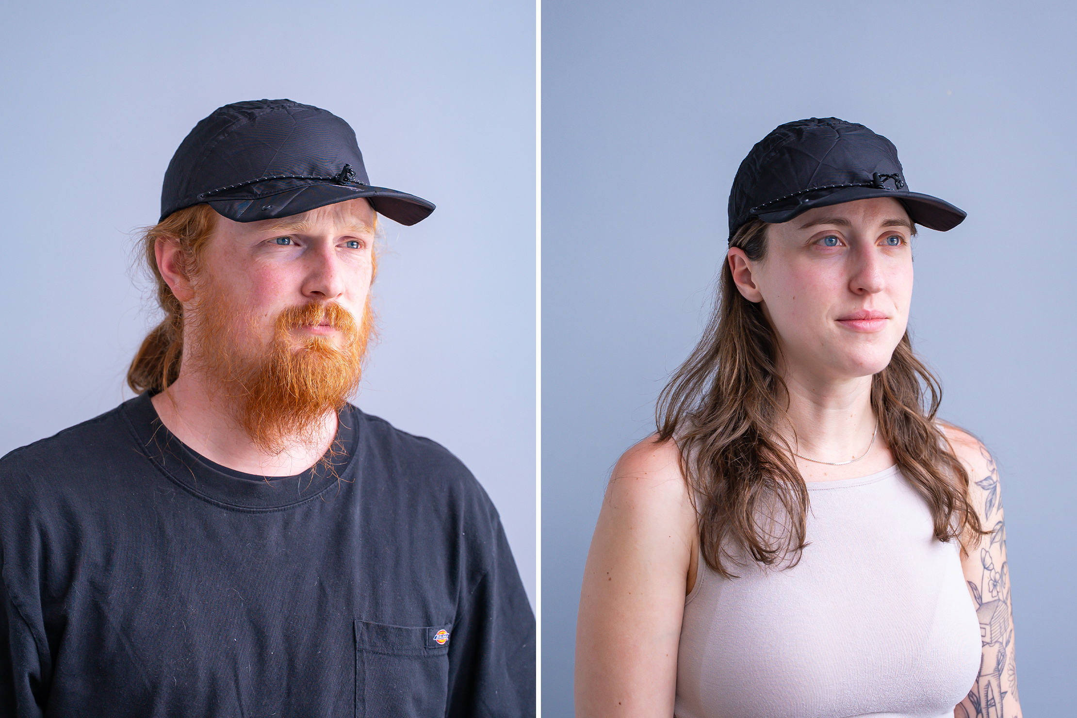 Parapack P-Cap on a masculine and feminine head size
