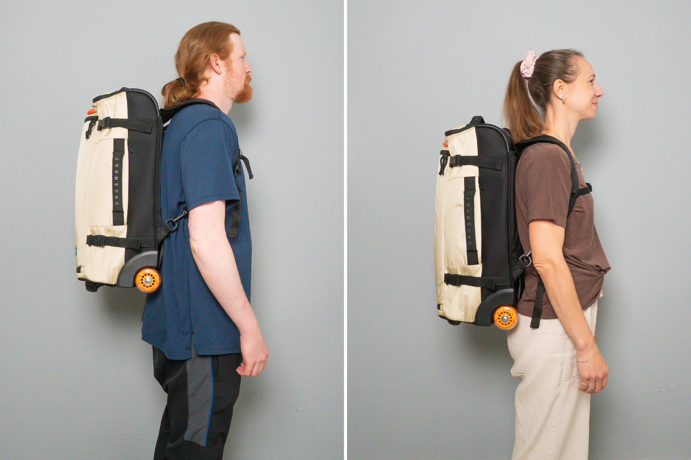 BAGSMART Blast 43L Roller Backpack Side By Side
