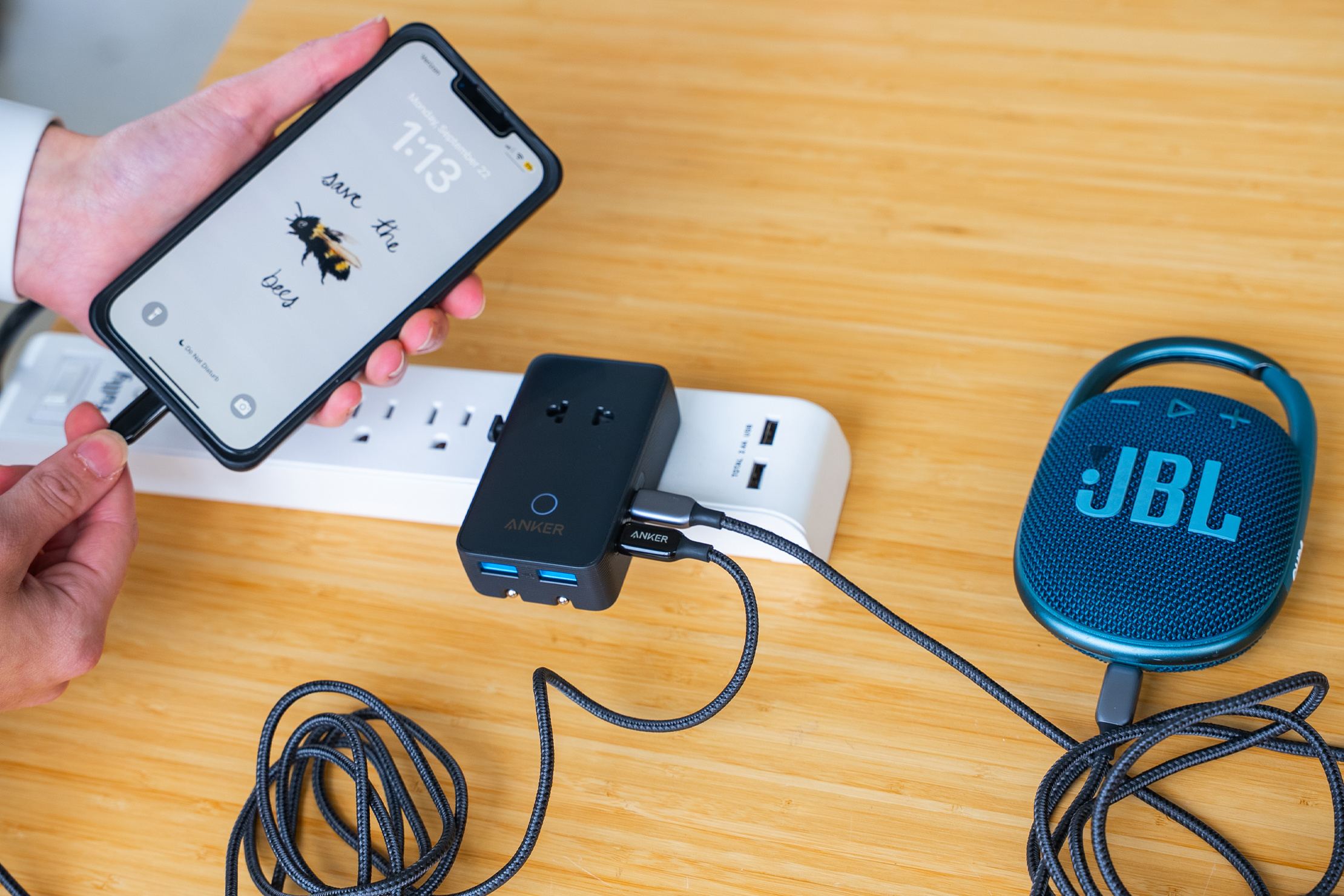 Anker Nano Travel Adapter In Use