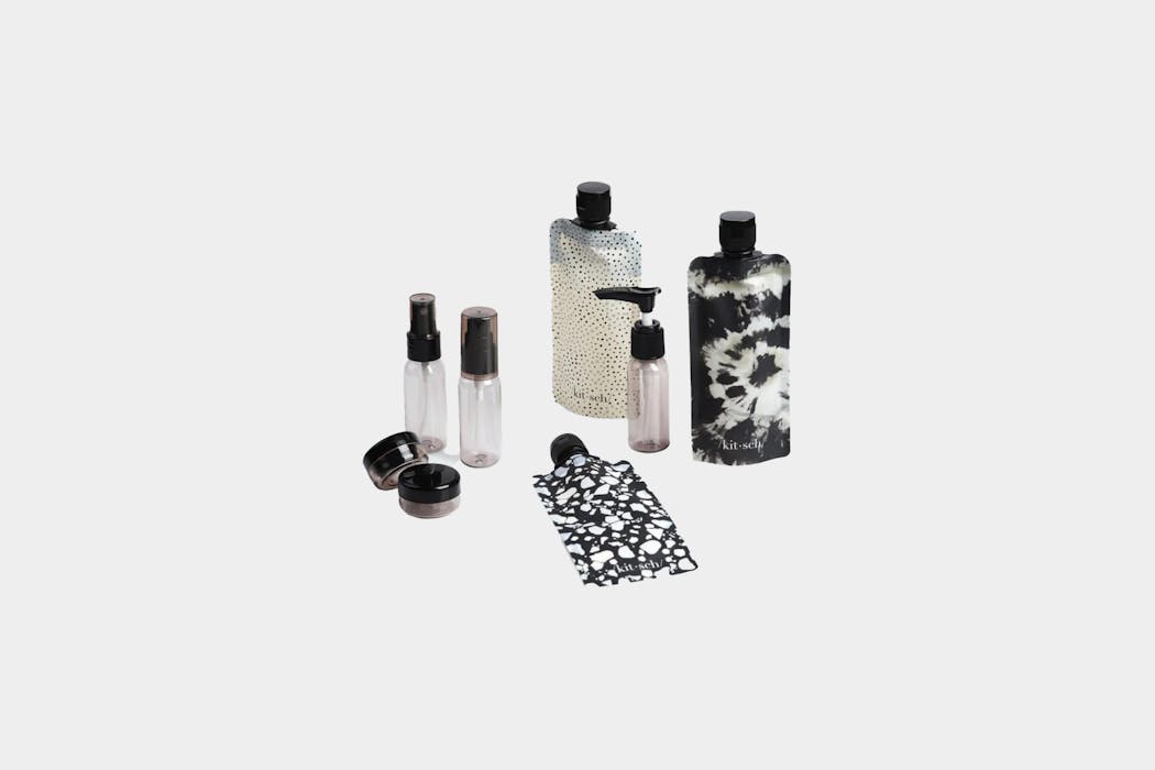 KITSCH Black and Ivory Travel Bottles for Toiletries 11pc Set