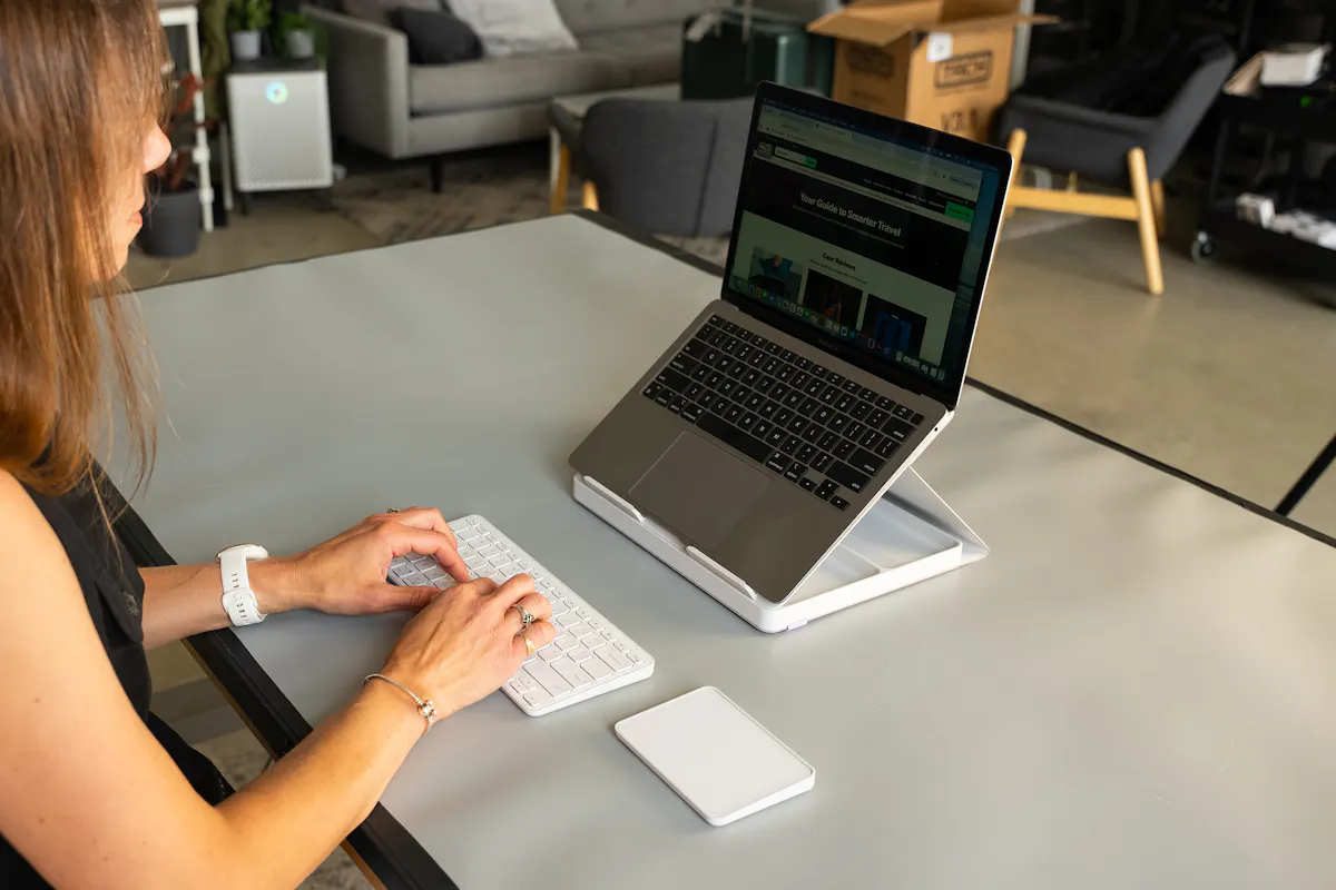 Logitech Casa Pop-Up Desk in Use