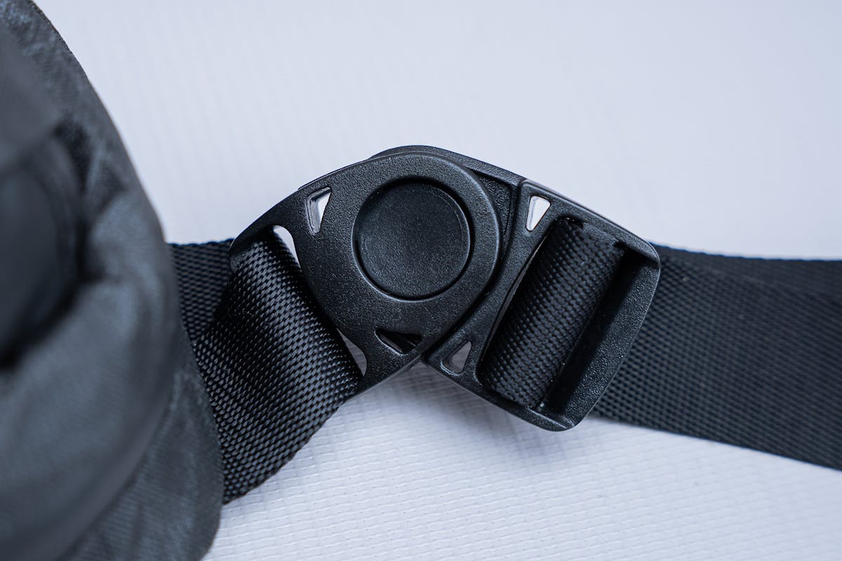 A close look at the Pack Hacker x Aer Ultra Sling pivoting buckles