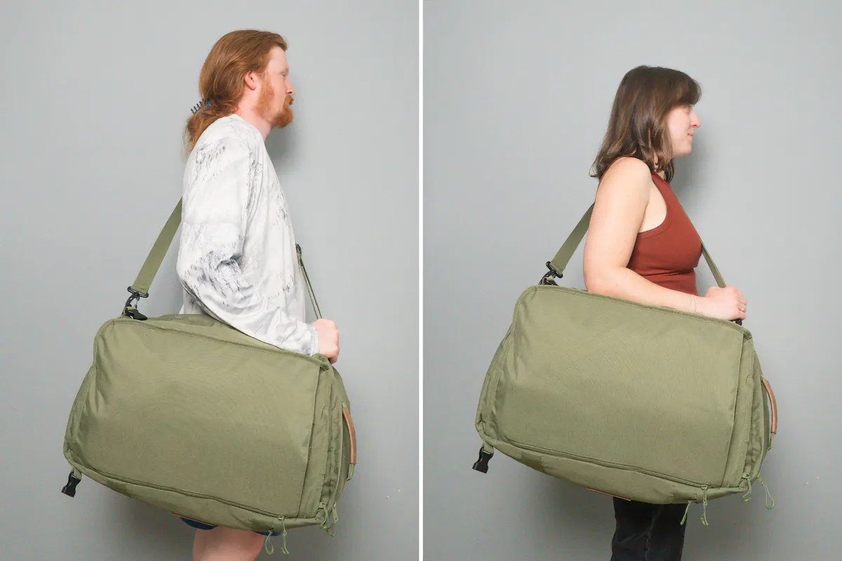 Adventurist Backpack Co. Carry On Duffel/Backpack 45L Side By Side