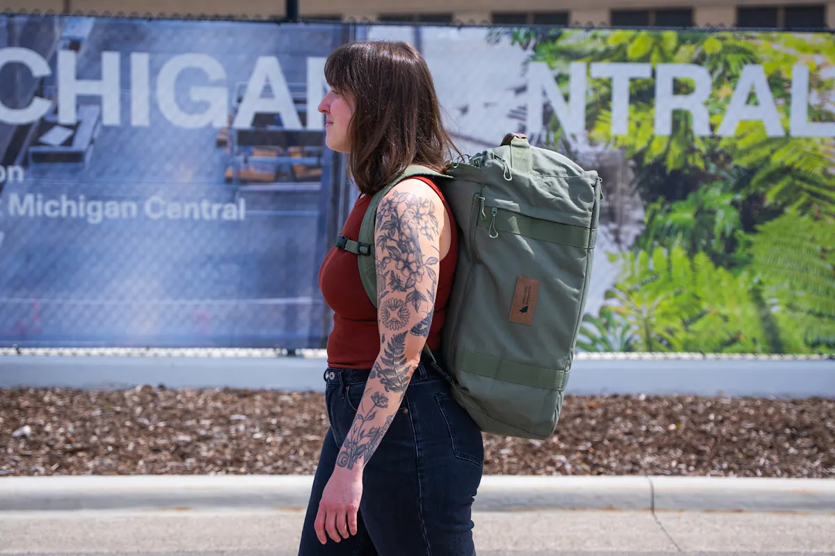 Adventurist Backpack Co. Carry On Duffel/Backpack 45L Side Profile