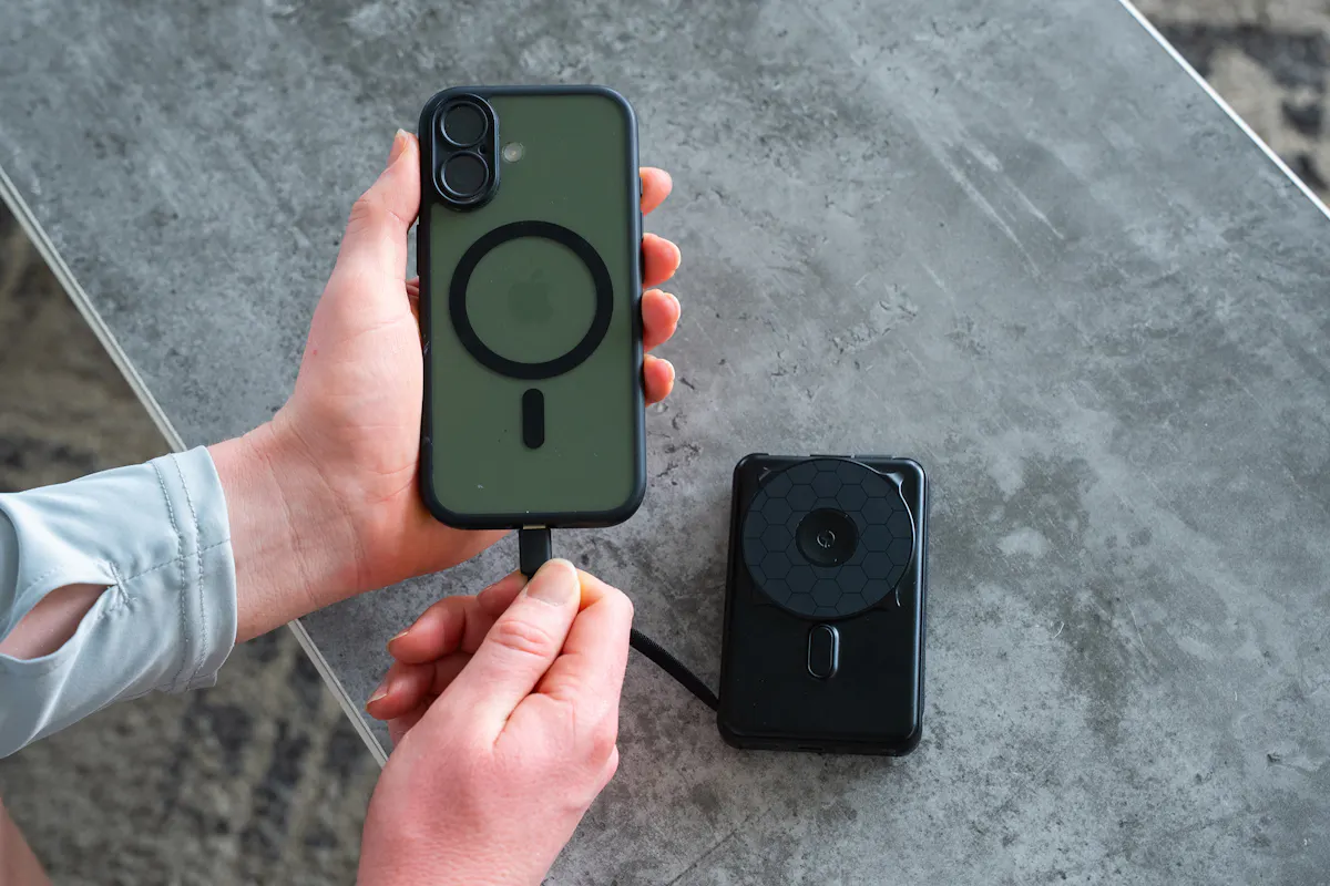 The Ridge Power Bank (10k mAh) Cable In Use