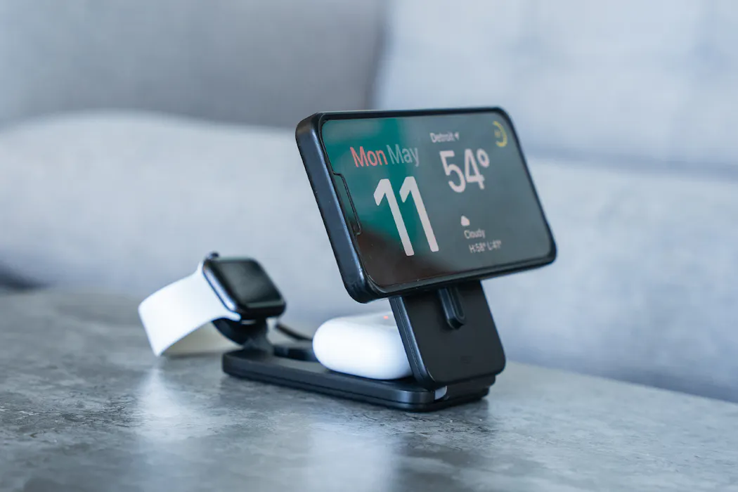 ESR CryoBoost Foldable 3-in-1 Magnetic Charging Station (25W) In Use